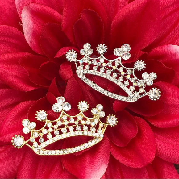 Rhinestone 7 Point Crown Dress Pin Brooch - Picture 1 of 2